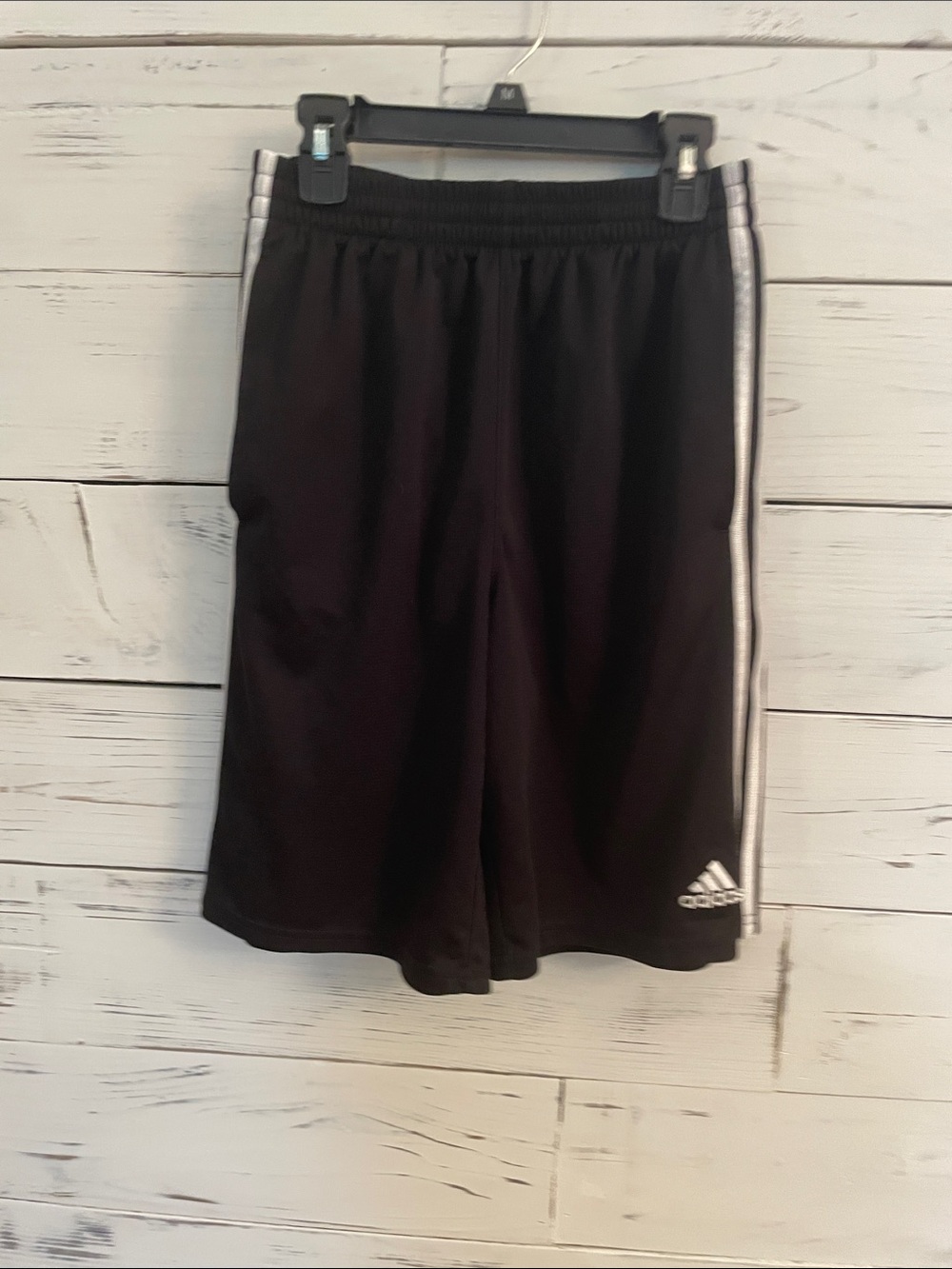 adidas Black Shorts with White Side Stripes